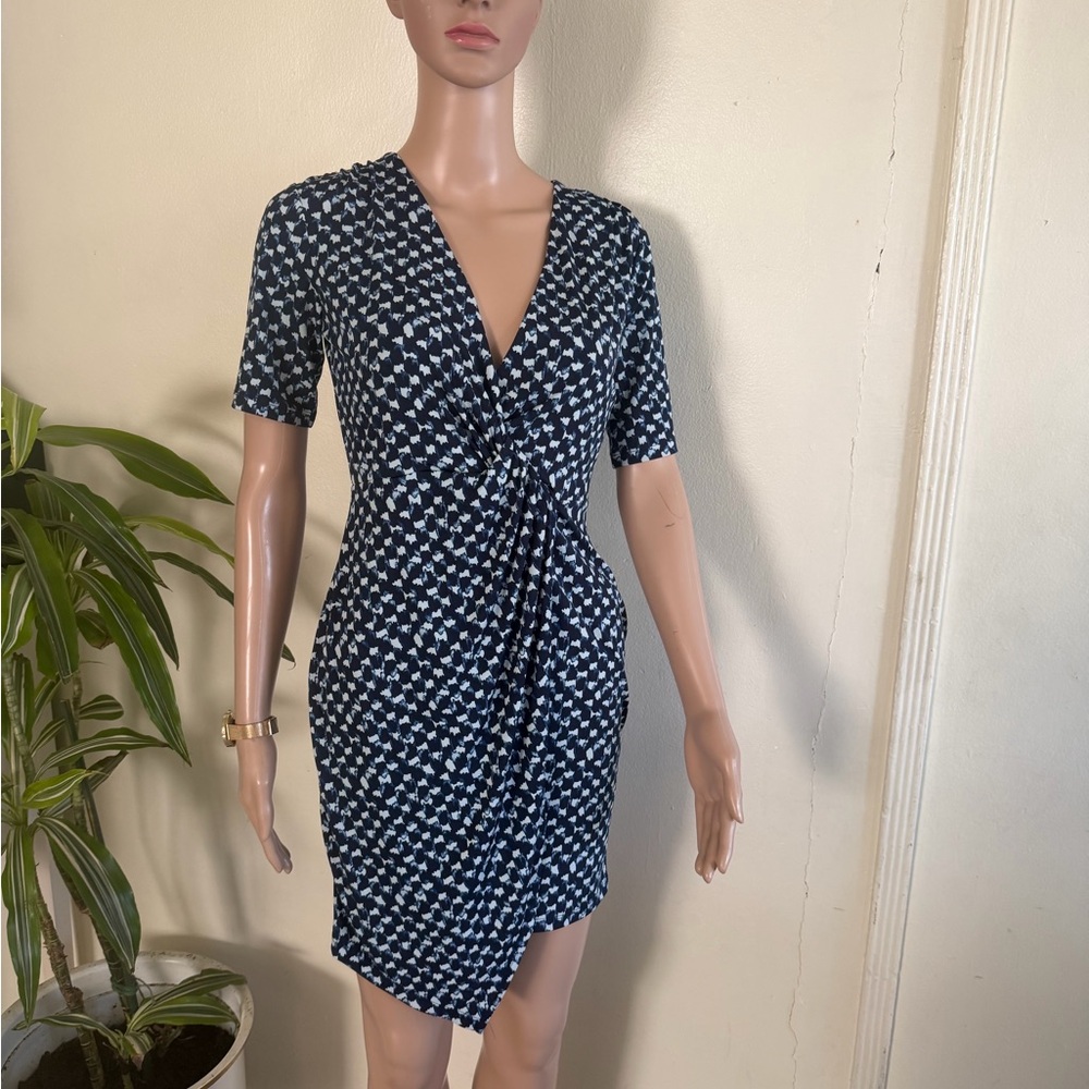 Banana Republic Navy and White Midi Dress